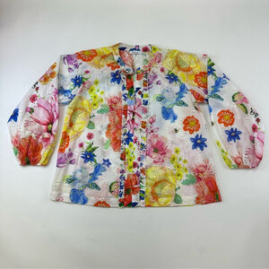 Princess Goes Hollywood white eyelet bright Multicolor floral cotton Blouse 12